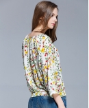 Floral printed silk crepe de chine top